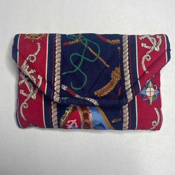 RARE 90s Vera Bradley Spring 1994 Regatta Print Quilted Coin Purse - Picture 1 of 8